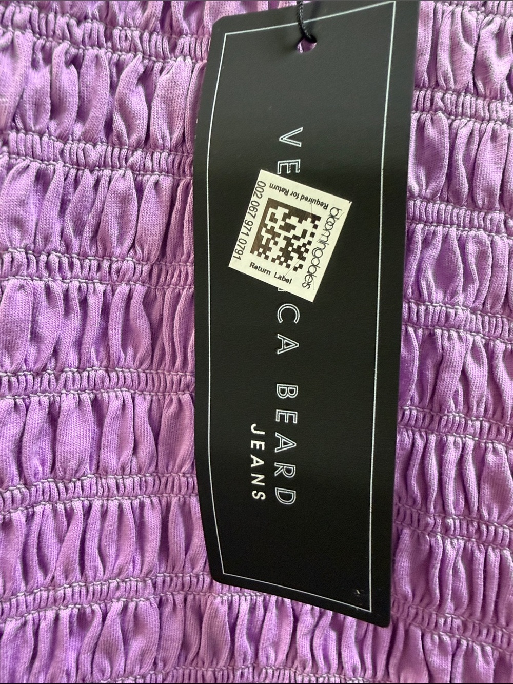 Veronica Beard Lilac Smocked Puff Sleeve Top - Picture 4 of 7